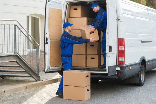 Customer handling stored items safely in a clean storage corridor